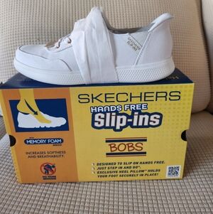 Skechers Womens White Slip-On Wide FIT Sneakers